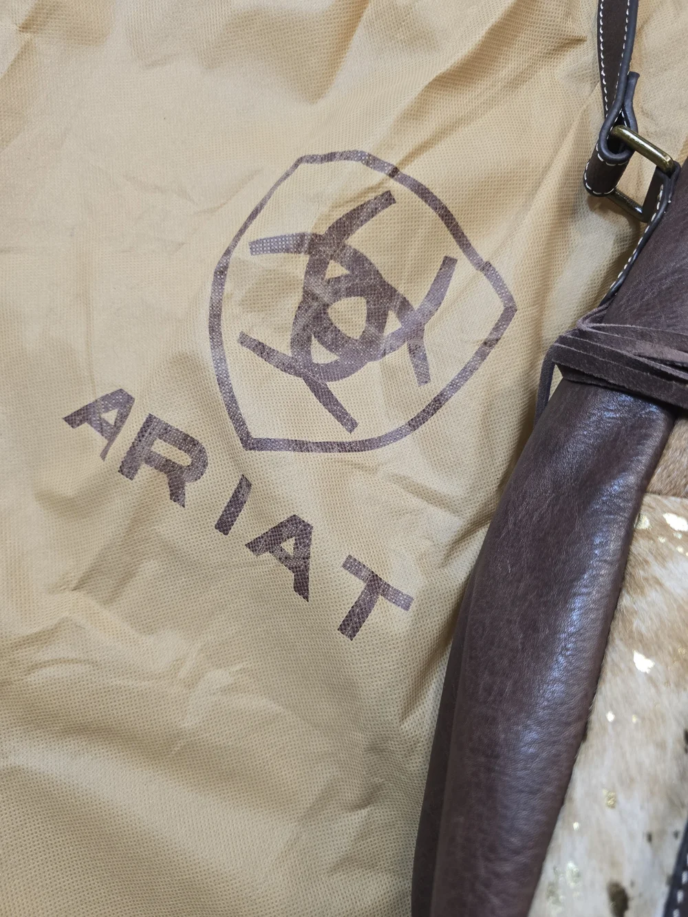 Ariat Brown & White Cowhide Leather Crossbody Bag